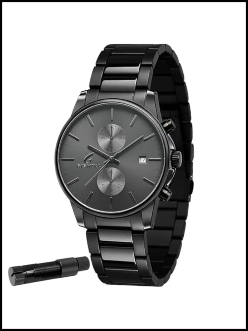 Men's Stainless Steel Chronograph Watch with Date, Japanese Quartz, 3ATM